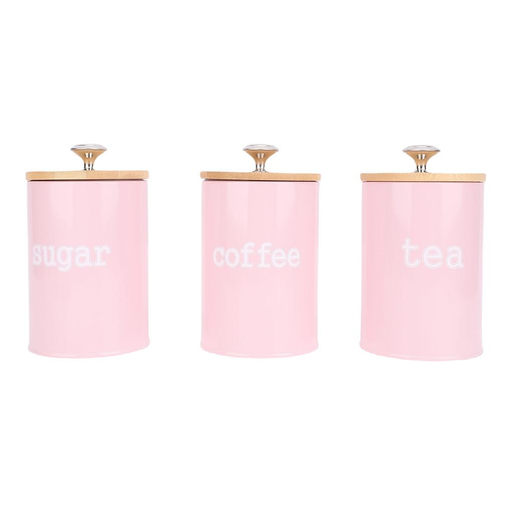 3pcs Storage Canister Multifunctional Airtight Iron Storage Jar with Lid for Tea Coffee Sugar