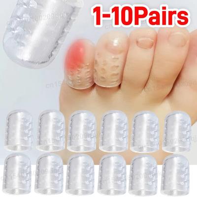 1-10Pair Transparent Silicone Toe Covers Women Gel Little Toes Protector Tube Foot Care Finger Caps Elasticity Prevents Blisters