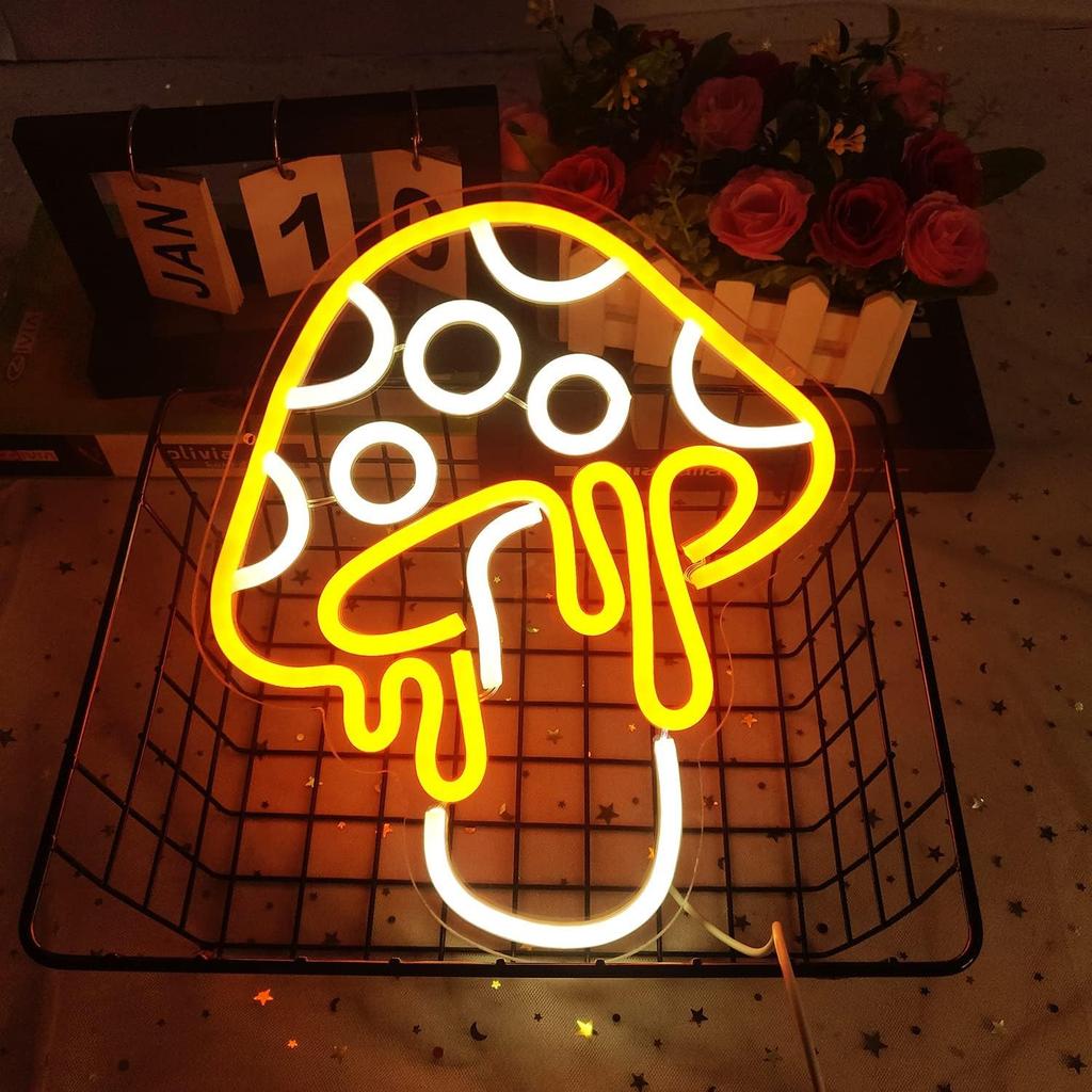 Inspired Mushroom Neon LED Dimmable Creative Nightlight Can be used for Game Room Bedroom Living Room Background Wall Decorative