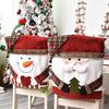 6 Pcs Christmas Chair Back Cover for Dining Room, Santa Claus Snowman Reindeer Xmas Dinner Chairs Cover, Chair Slipcover for Kitchen Hotel Holiday