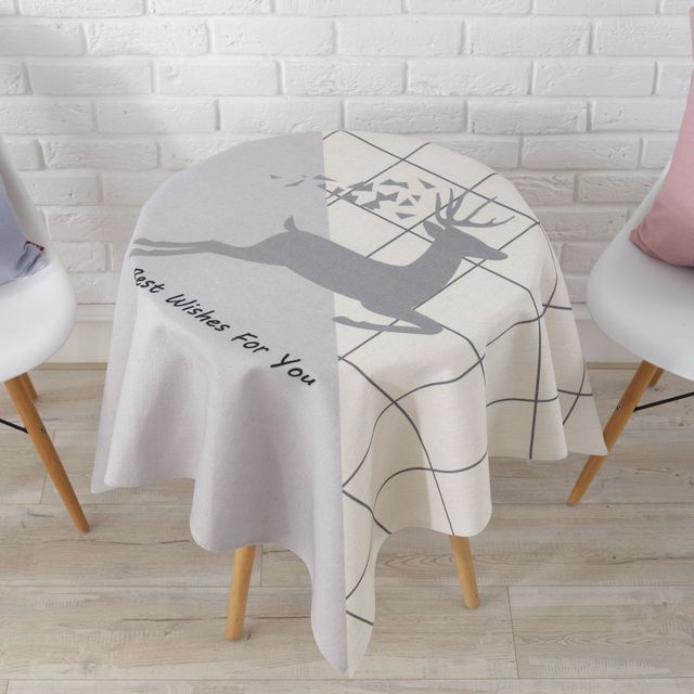 Nordic Deer Printing Decorative Fabric Cover Towel Living Room Balcony Fashion Small Tablecloth Dustproof Square Tablecloth