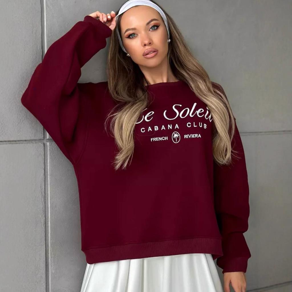 Women's Crew Neck Long Sleeve Sweatshirt Loose Fit Letter Print Casual Oversized Pullover Top