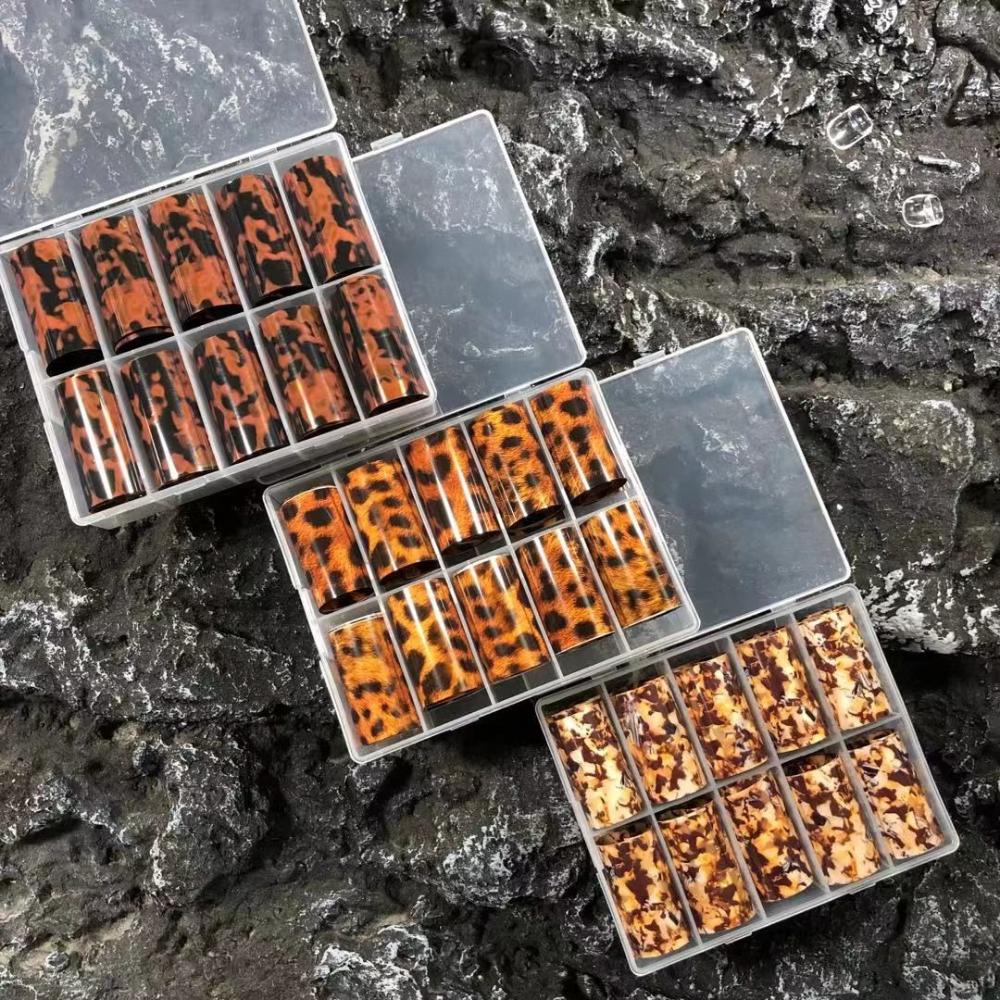 Winter Starry Sky Autumn Leopard Stickers Nail Foil Tortoiseshell Amber