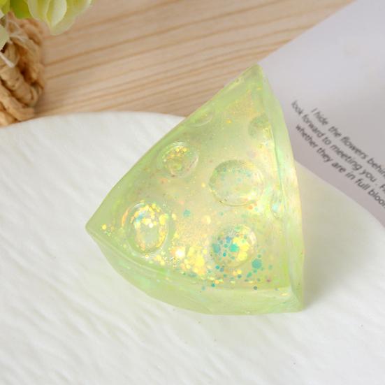 Cheese Sugar Ball Squeeze Toy Transparent Glitter Cheese Stress Relief Fidget Toy Hand Relaxation Triangle Cheese