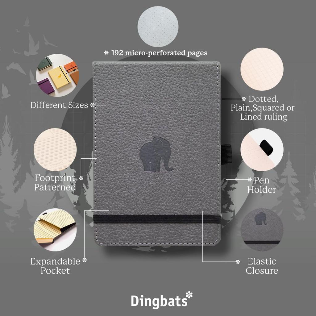 Wildlife Reporter Dot A6 Notebook Hardcover PU Leather Mini Notebook Journal Ideal Business Notebook with Elastic Pen Bookmark Dingbats - - - Work,