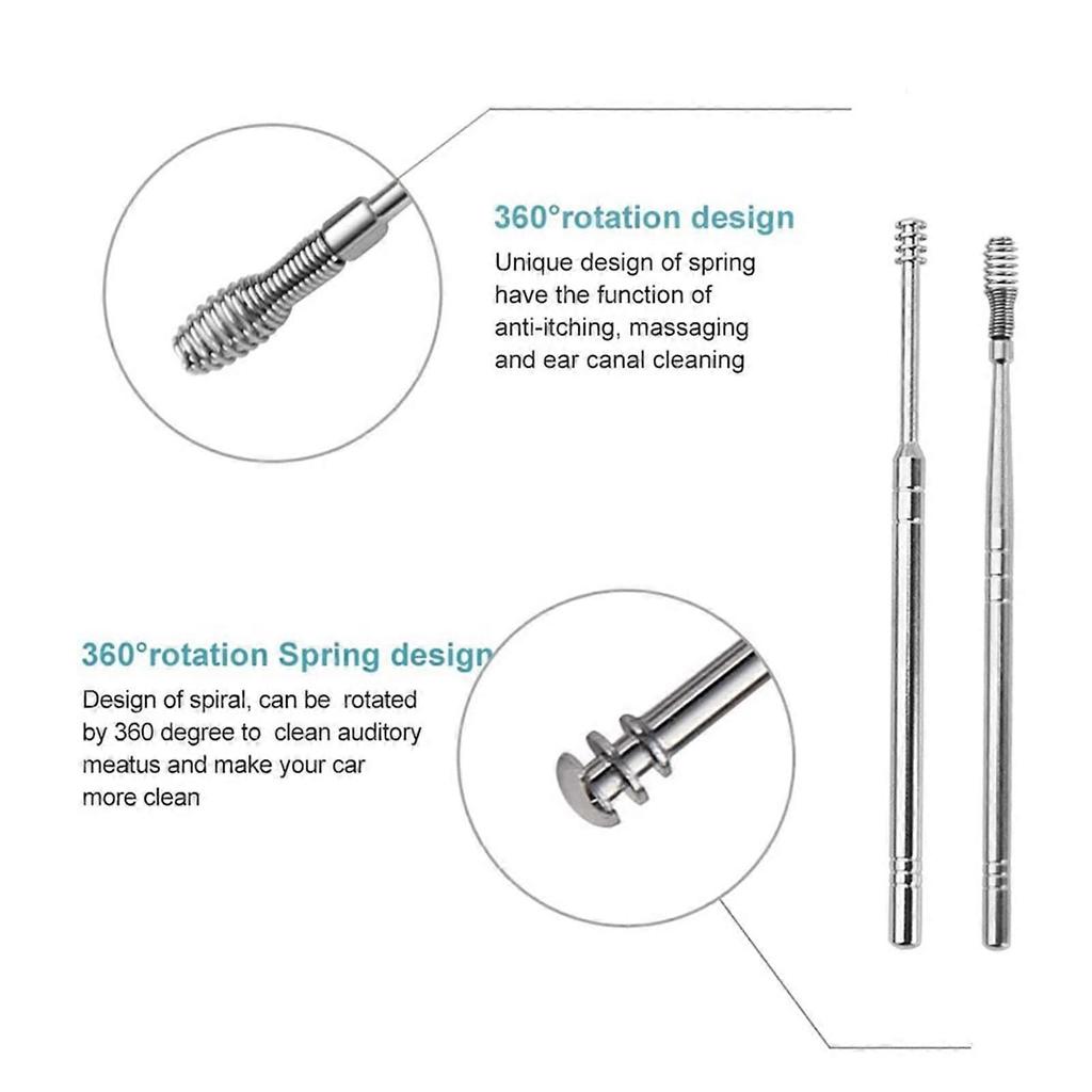 Ear Wax Removal Tool Kit, 6PCS Stainless Steel Ear Pick Set with Scoop and Spiral Tips, Yellow
