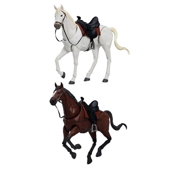 Horse Action Figure Movable Joints White Brown Horse Model 1/12 Battle Steed Figurine Desktop Decoration Collectible Ornament