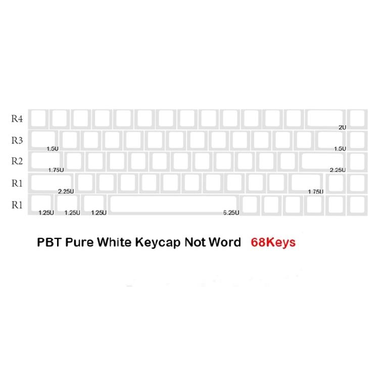 68Key Blank Keycaps, Thick PBT White Keycaps for AK680 RK68 DK68 Mechanical Keyboard Minimalistic White Keycap Set