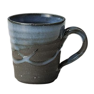 Marui Pottery Shigaraki Ware Hechimon Mug Cup, Deep Blue, Approx. 310ml Capacity, Stylish Coffee Cup, Ceramic, Handcrafted by Artisans, Traditional Cr