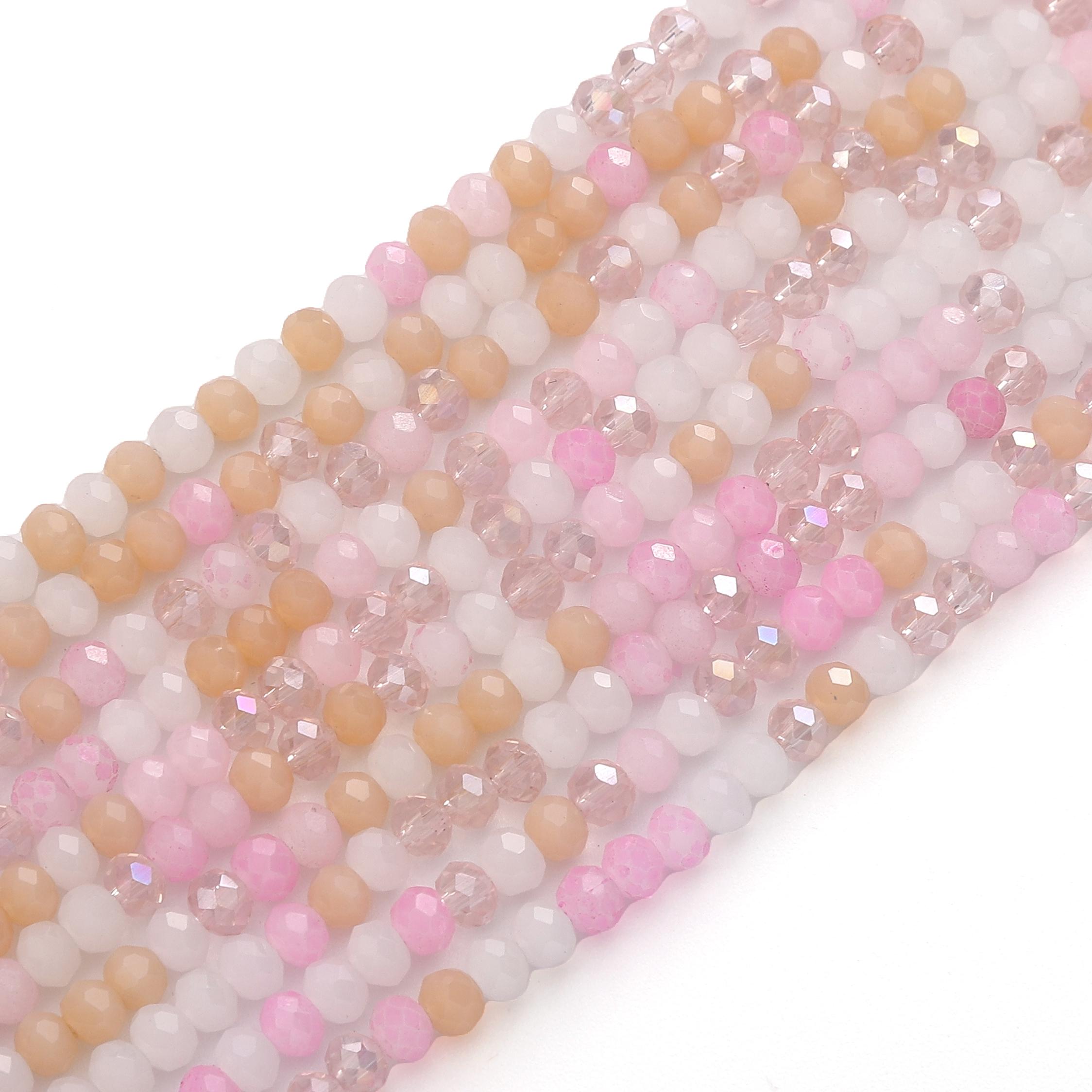 

120 шт. Стеклянные бусины Поверхность Плоская Интервал Кристальные бусины Для DIY Браслет Ожерелье Изготовление Ювелирных Изделий Украшение peach blossoms