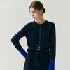 Women's Color Block Cashmere Cardigan - Soft Knit Round Neck Slim Fit Wool Sweater for Autumn/Winter