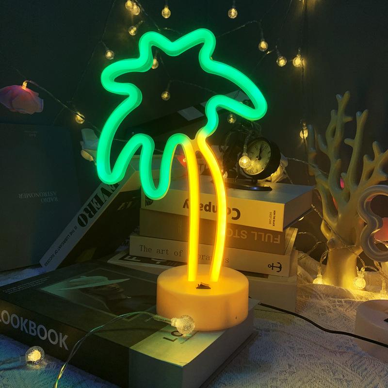Coconut Neon Signs with Base, LED Light, Atmosphere Lighting for Wall, Night Lamp for Birthday Party E-sports Room Decor Camping