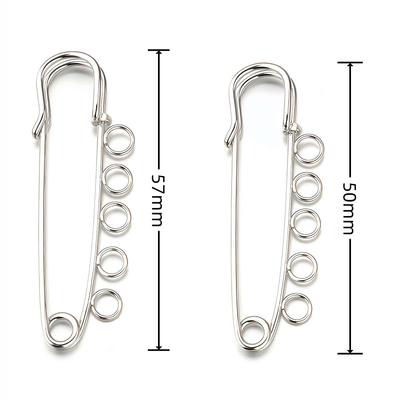3/5PCS Metal Safety Pin Brooch Blank Base Brooches Pins with 5 Rings Fasteners DIY Craft Jewelry Making Supplies Accessories