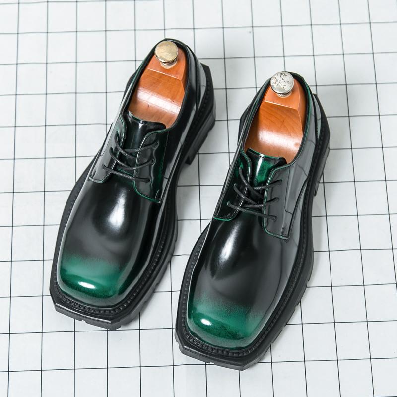 Men Dress Shoes Thick Soled Leather Shoes Lace Up Business Men Shoes Platform Oxford Shoes Moccasin Casual Platform Footwear Man