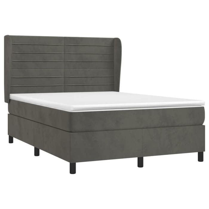 3129274 vidaXL Divan-lit Et Matelas Gris Foncé 140x200cm Velours