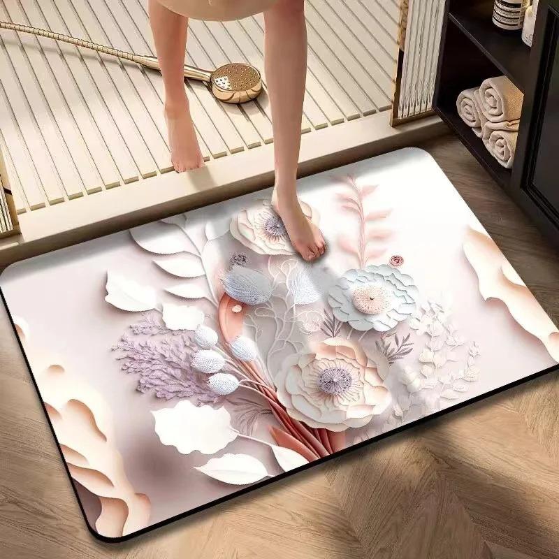 Painted Floral Oil Painting Pattern Door Front Mat Decoration Home Bathroom Floor Mat