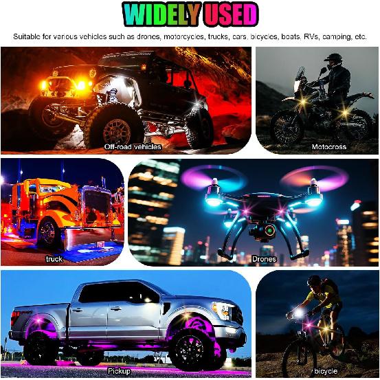 Wireless LED Lights for Car, Wireless Rock Lights with 8 Colors 10 Modes,Led Strobe Warning Light, Motorcycles, Boats, Camping, Bikes,