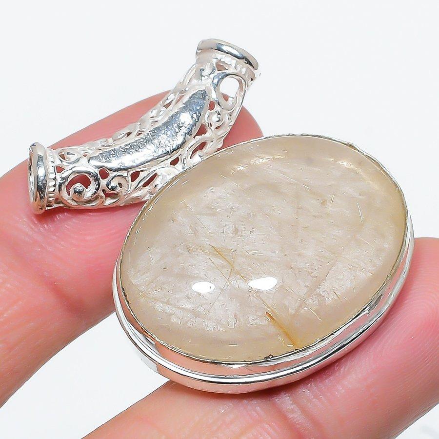 

Golden Rutile Gemstone Handmade Ethnic Jewelry Pendant 1.50 SR-8653