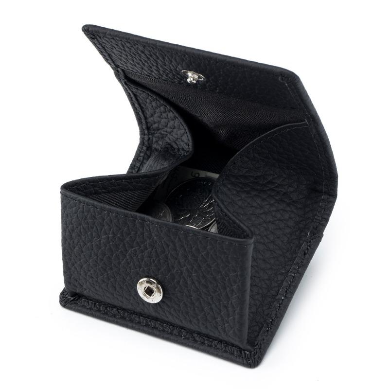 New Japanese-style first-layer cowhide mini small wallet, women s genuine leather buckle coin bag, small change bag чёрный