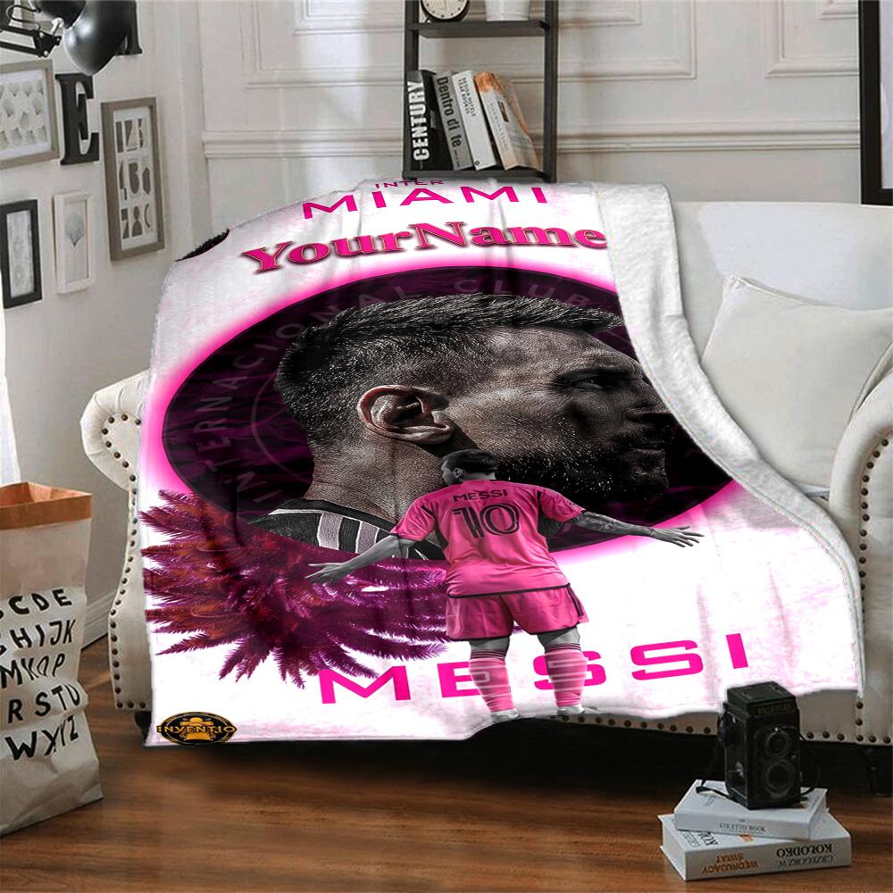 Messi Customize Your Name Blanket Multi-purpose Personalized Blanket Soft Warm Cozy Versatile for Bedding Sofa Nap Office Chair