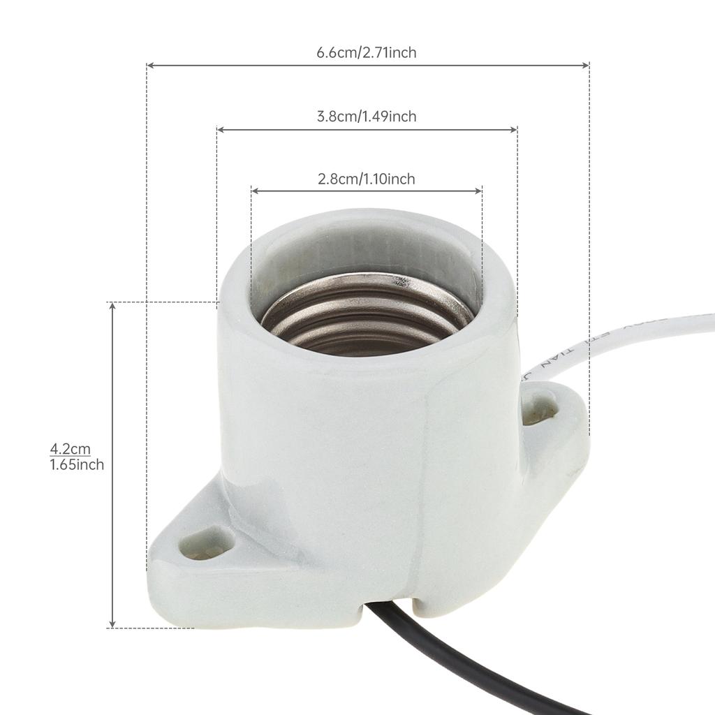 Porcelain E26 Keyless Lamp Socket Flange Mounting Surface Mount Heavy Duty Indoor Garage Closet Lighting