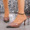 Fashion High Heels Women's Shoes 2025 Summer Pointed Toe Open Toe Slim Heel Flip Slippers Sandals and Slippers
