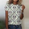 Summer Round Neck 3D Skull Pattern Printed Top Fashionable Casual Cute Short Sleeved Women's T-shirts