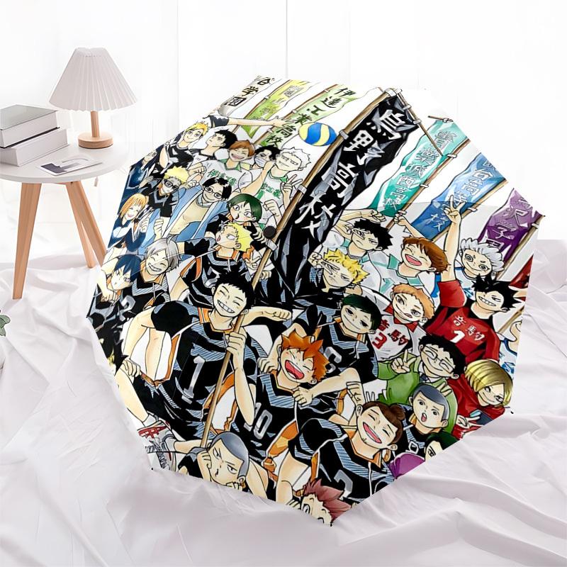1pc Haikyuu!! Kuroko s Basketball Automatic Opening Umbrella Portable 3-Fold Design with Iron Frame Outdoor for Fans, Travelers, Everyday Use Ideal Gi