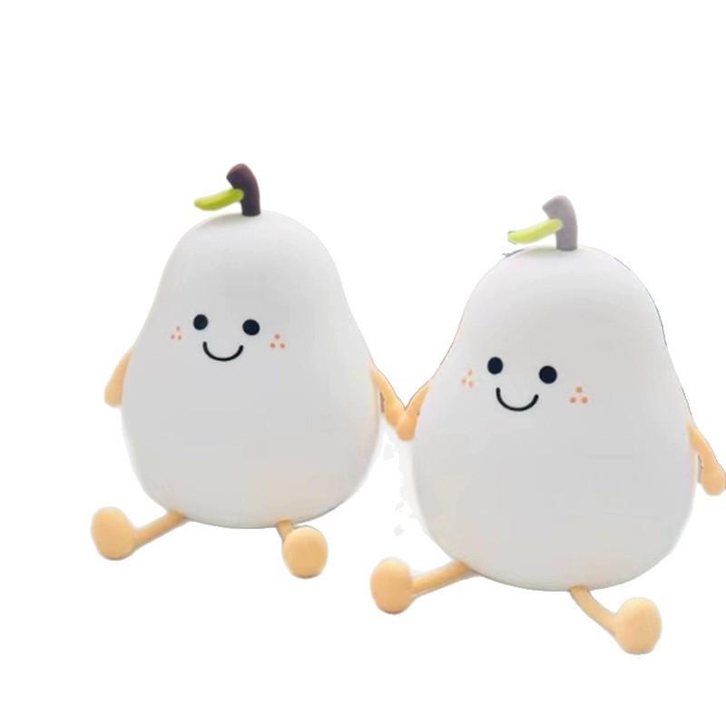 Pat Pat Silicone Pear Night Light - Cute Eye Protection Sleep Companion for Girls