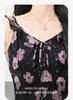 French Slimming Knitted Cardigan+romantic Printed Dress Two-piece Set