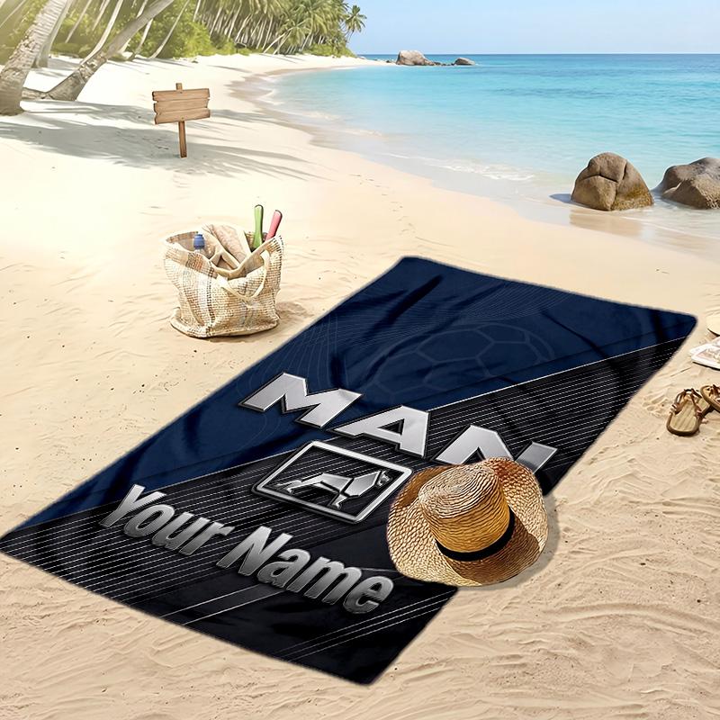 Toalla de Playa Personalizada MAN Truck, Estampa tu Nombre Texto Toalla Ligera Absorbente para Natación Viajes