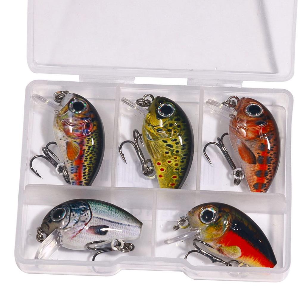 5Pcs Small Fish Bass Fishing Lures Artificial Baits Topwater Crank Wobbler Artificial Baits Topwater Crank Wobbler