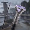 Lila Diamant-Typ-Silber-Gehstock, modischer dekorativer Gehstock, Gentleman, eleganter Cosplay-Gehstock, Knauf, Crosier, 93 cm
