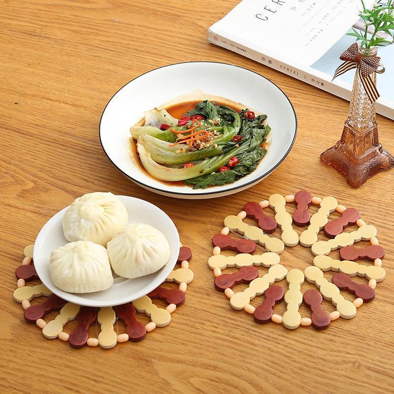 1 Pcs Bamboo Wood Heat Resistant Mat Anti-Scald Pot Pad Round/Square Coaster For Kitchen Dining Table