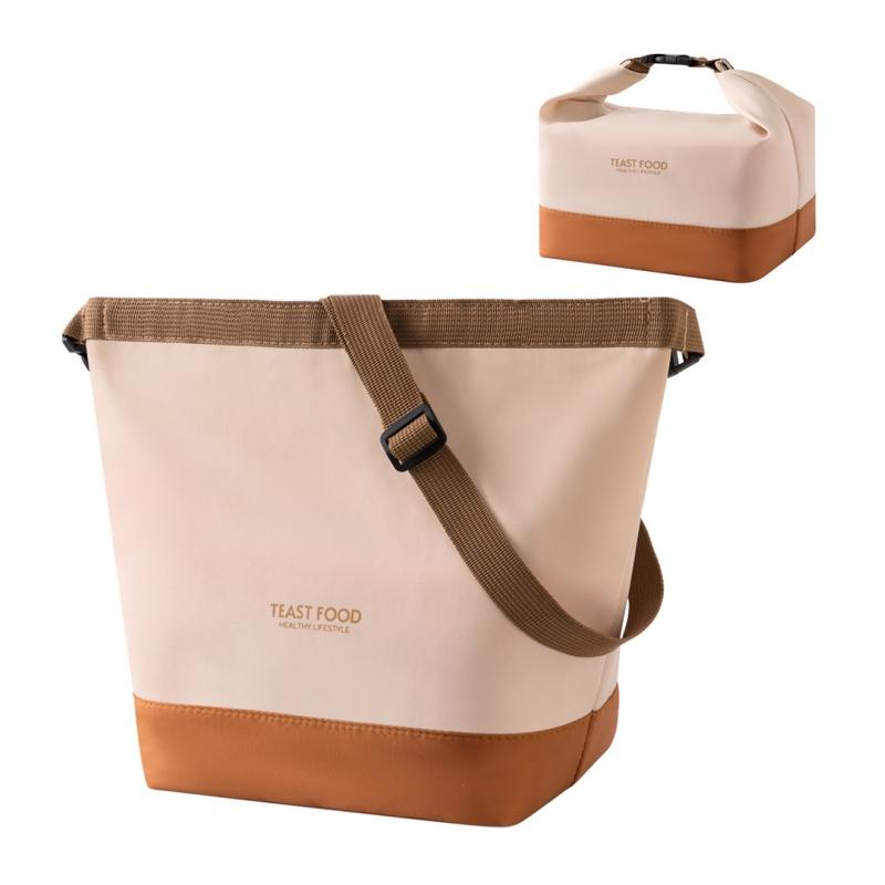 Portable Lunch Bag with Buckle Durable Insulated Lunch Box Tote Cooler Handbag Thermal Bento Pouch Food Carrier Shoulder Bags