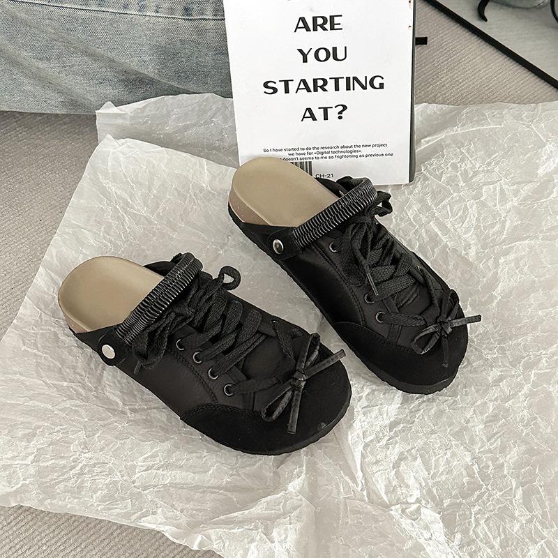 

French bow German training shoes women s 2025 summer new fashion casual versatile thick bottom flat bottom soft bottom bag head drag 35