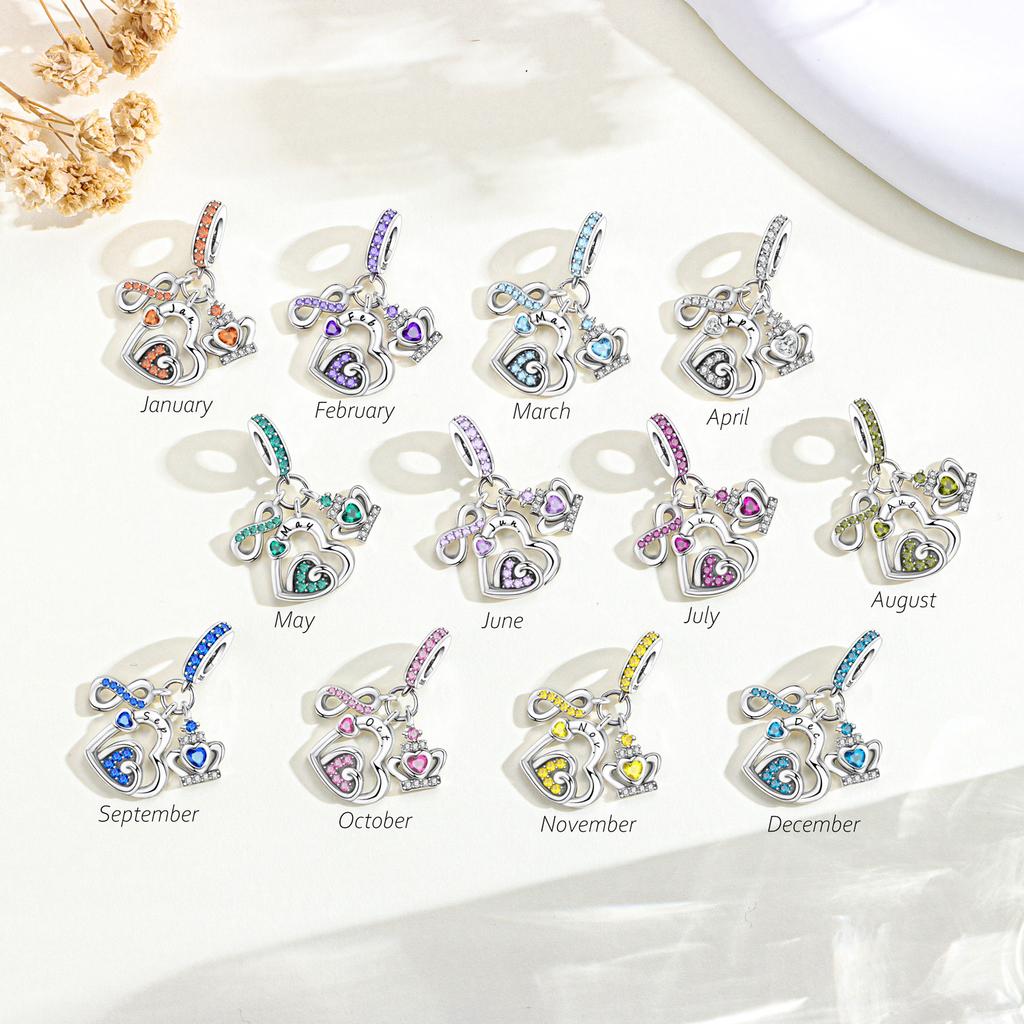 Original Copper Orange Birthstone Pendant Purple Zirconium Infinite Love Collection Bead Fit Bracelet Gift Women Diy Jewelry