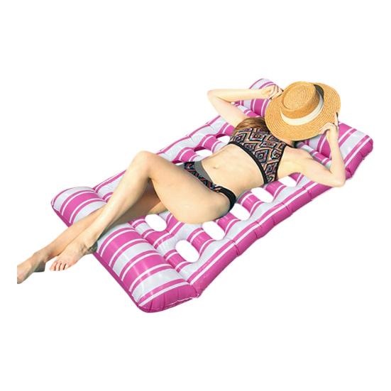 Inflatable Pool Float Mat with Hole Headrest Adults Size Foldable Floating Lounger Raft Summer Swimming Pool Party Beach Lake Essentials