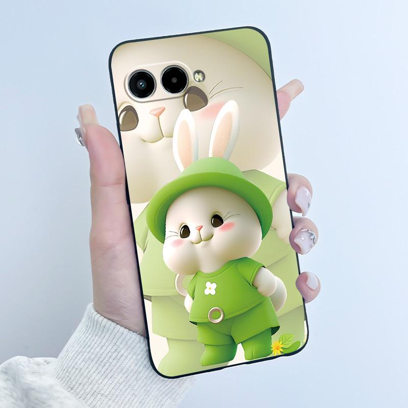 Handyhülle für TCL T-Mobile Revvl 8 T Telefon 3 Hülle Luxus Niedlicher Liebeshase Lustig Schwarzes TPU Weiches Silikon Schutz-Rückseite