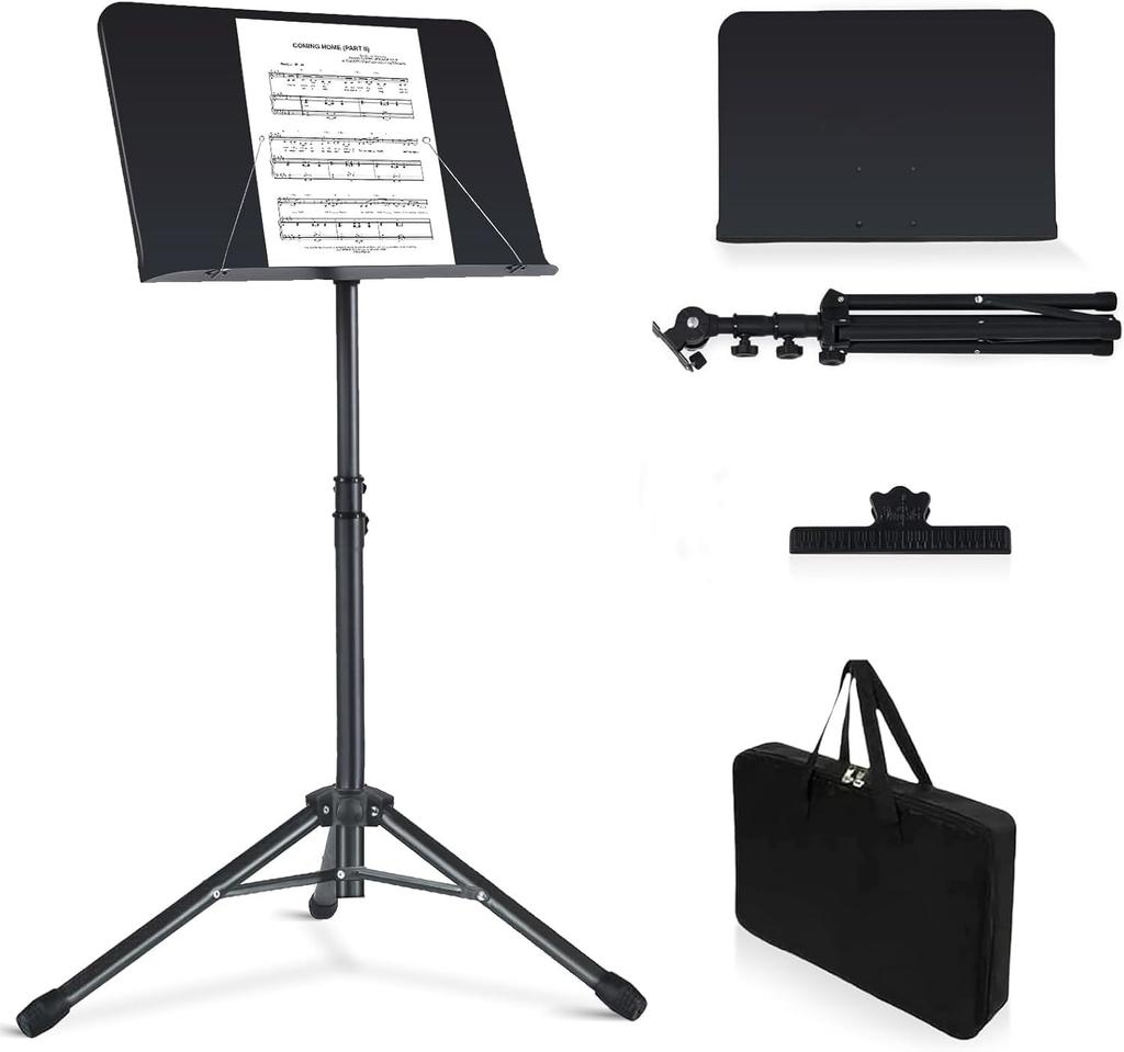 Alloy Music Stand with Adjustable Height and Portable Folding Design, Ideal for Musicians and Performers