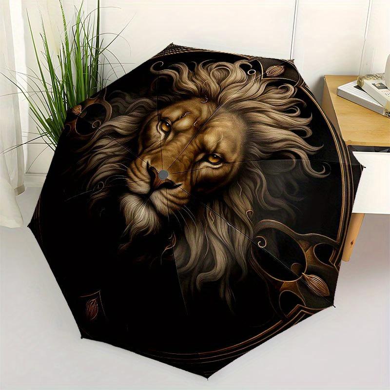 

Regal Lion Portrait Wall Art Decor Umbrella, Cute Umbrella with Cute Design, Portable 3-Fold Compact Umbrella for Men & Women, Valentine s Day Mother