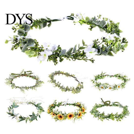 Green Leaf Hair Wreath Bridal Flower Crown Fairy Style Artificial Flowers Eucalyptus Forest Headband Chaplet Head for Weddings Beach Vacation