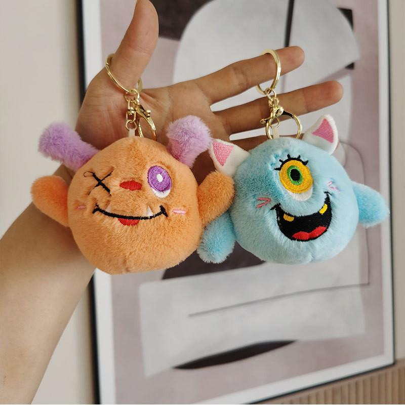 Adorable Plush Monster Keychain Cute Stuffed Toy With Big Eyes 4 Inches Perfect For Bags And Gifts