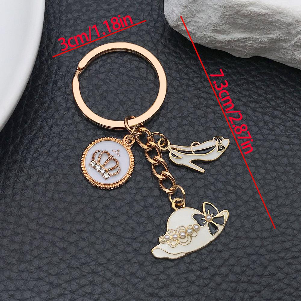 White KC Gold Inlaid Diamond High Heels Crown Keychain Pendant