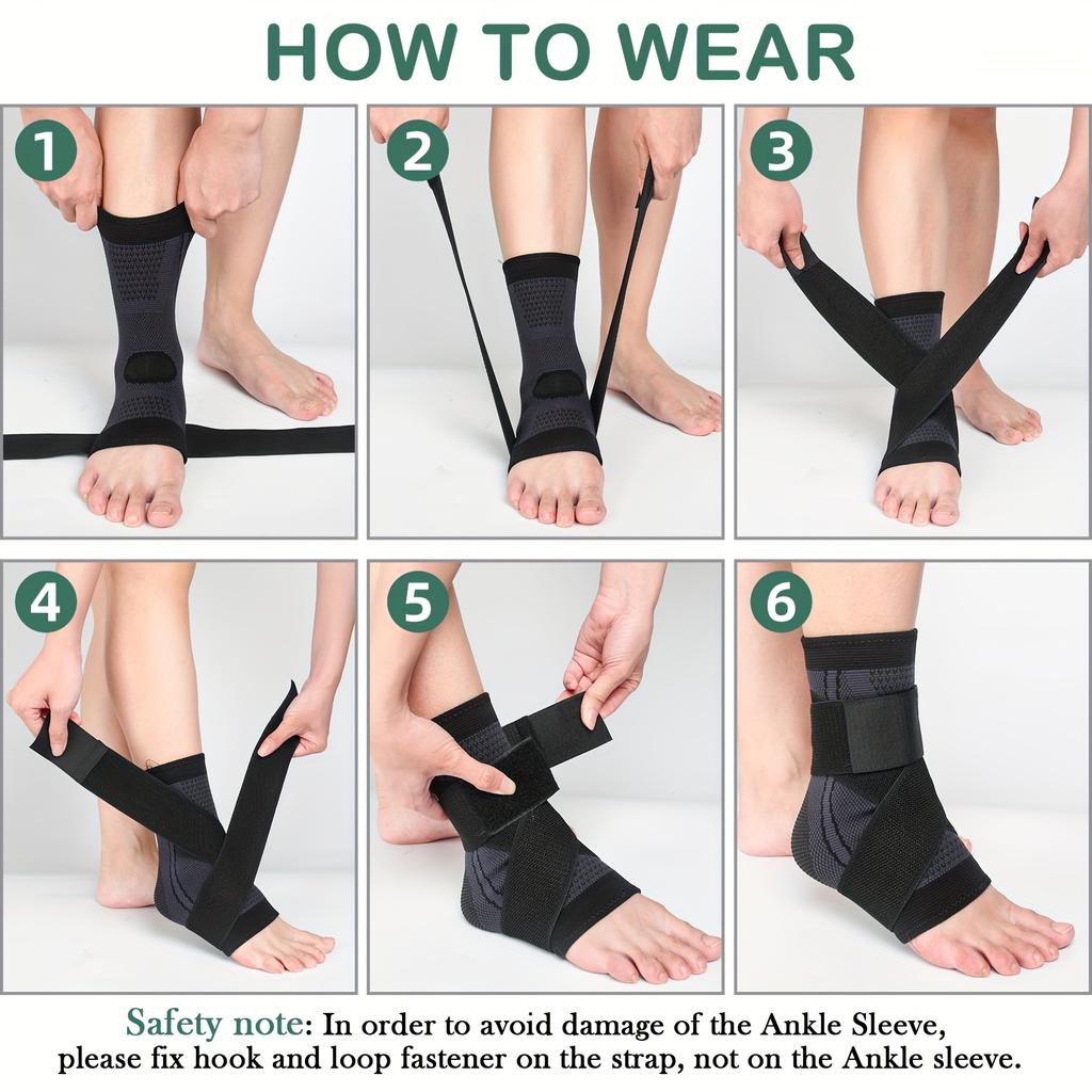 2-Piece Compression Ankle Braces for Men & Women - Adjustable Wrap Straps for Sports, Running, & Joint Stabilization