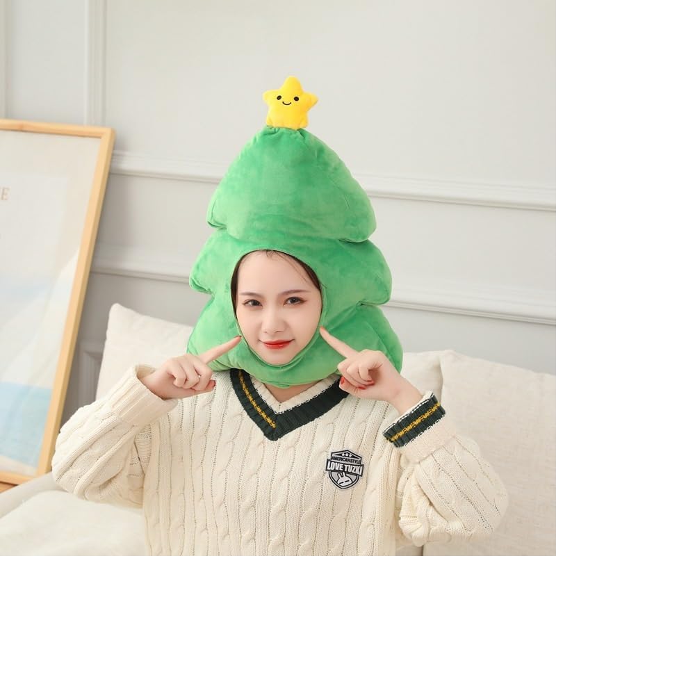 Cosplay Accessory Cap Hat Headgear Funny Hat Christmas Halloween Fluffy Kigurumi Cap Plush Headgear Event Party Funny Photo Prop (Christmas Tree)