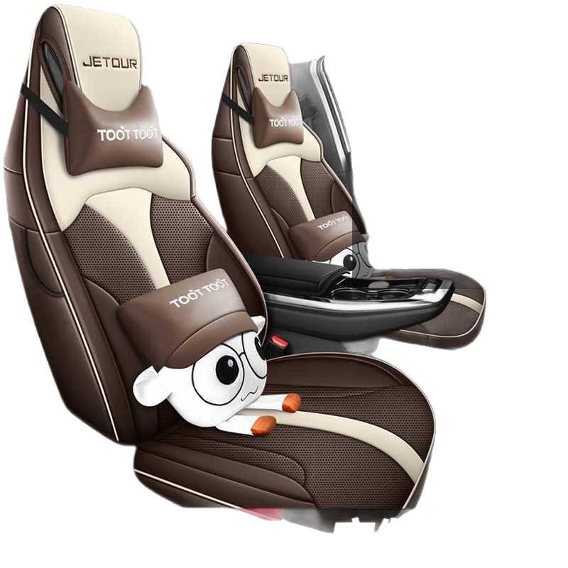 Premium Leather Car Seat Cushion - 24 Models for Five-Seater Fit, Cartoon Design, All-Season Use