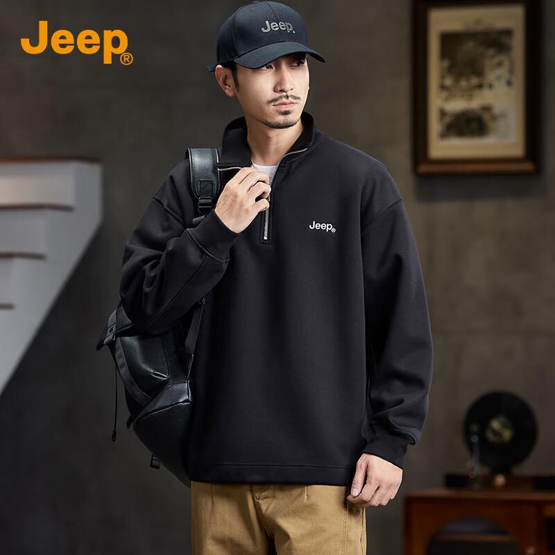 Jeep Men's Casual Half-Button Polo Sweatshirt