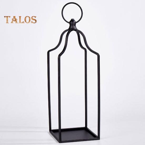 Farmhouse Candle Lantern Black Coated Metal Lantern Candle Holder Desktop Open Candle Lantern for Living Room Coffee Table Front Porch