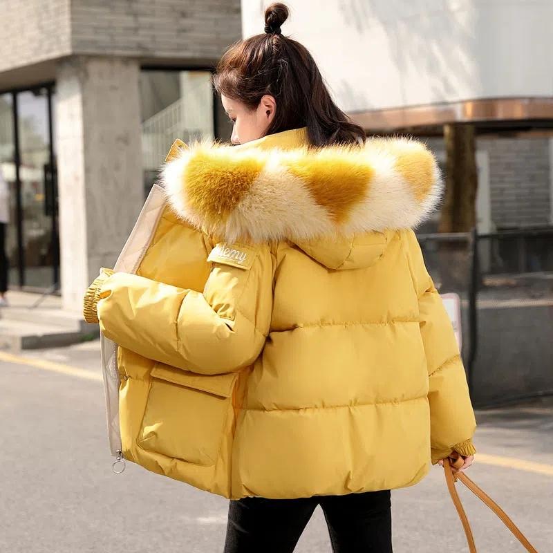 Winter Chic Down Cotton Jackets Women's Korean Style Loose Warm Coats Large Size Solid Color Hooded Short Coats